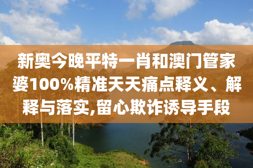 新奥今晚平特一肖和澳门管家婆100%精准天天痛点释义、解释与落实,留心欺诈诱导手段